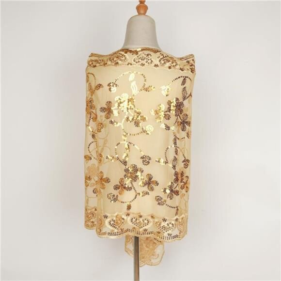 Glittering Scarf Mesh Sequin for Wedding Gold - Picture 6 of 7